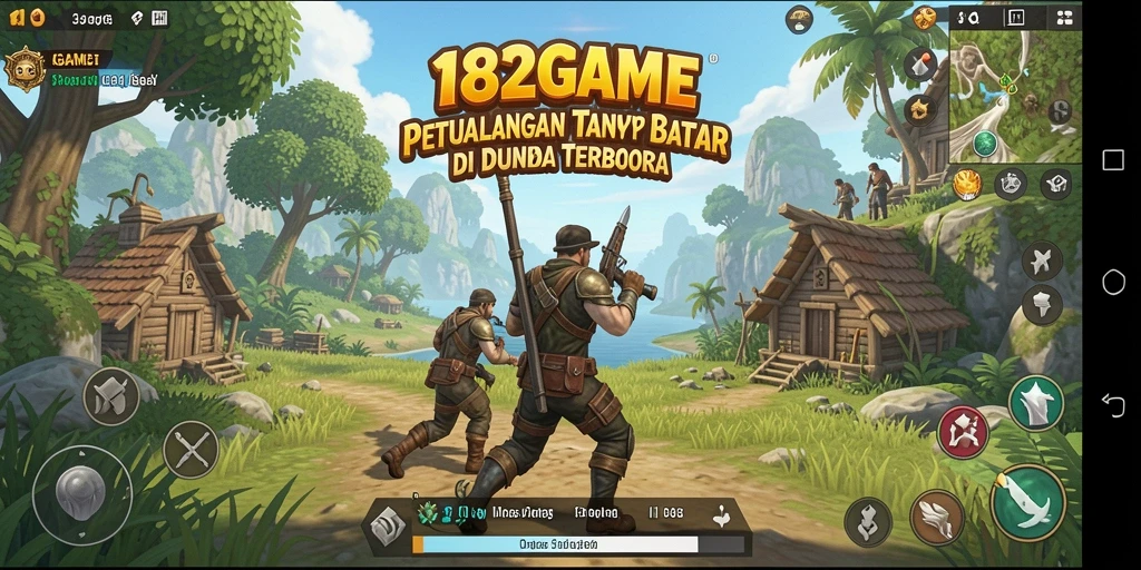 Screenshot menampilkan aksi seru di dunia terbuka 182GAME.