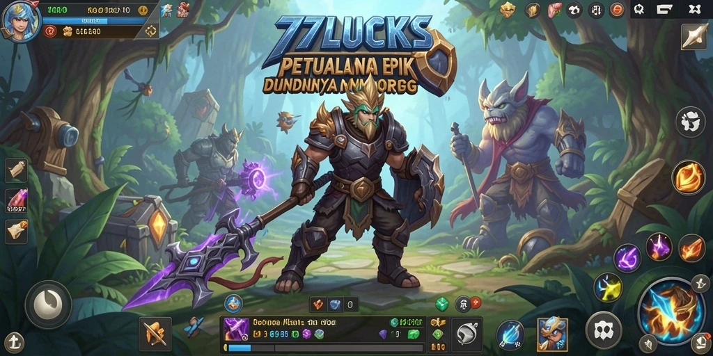 Screenshot gameplay <strong>77LUCKS</strong> menampilkan pertempuran seru dan grafis yang memukau.