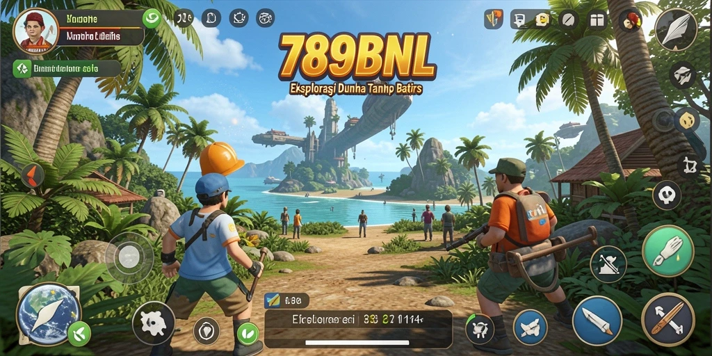 Screenshot menunjukkan pemain menjelajahi dunia Open World yang indah.