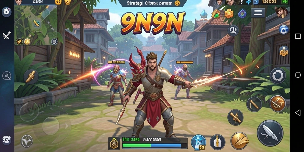 Screenshot gameplay 9N9N dengan aksi strategi yang mendebarkan.