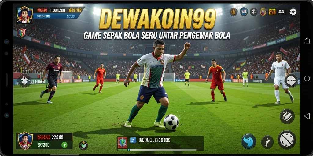 Tampilan gameplay DEWAKOIN99 yang menarik dengan aksi sepak bola intens.