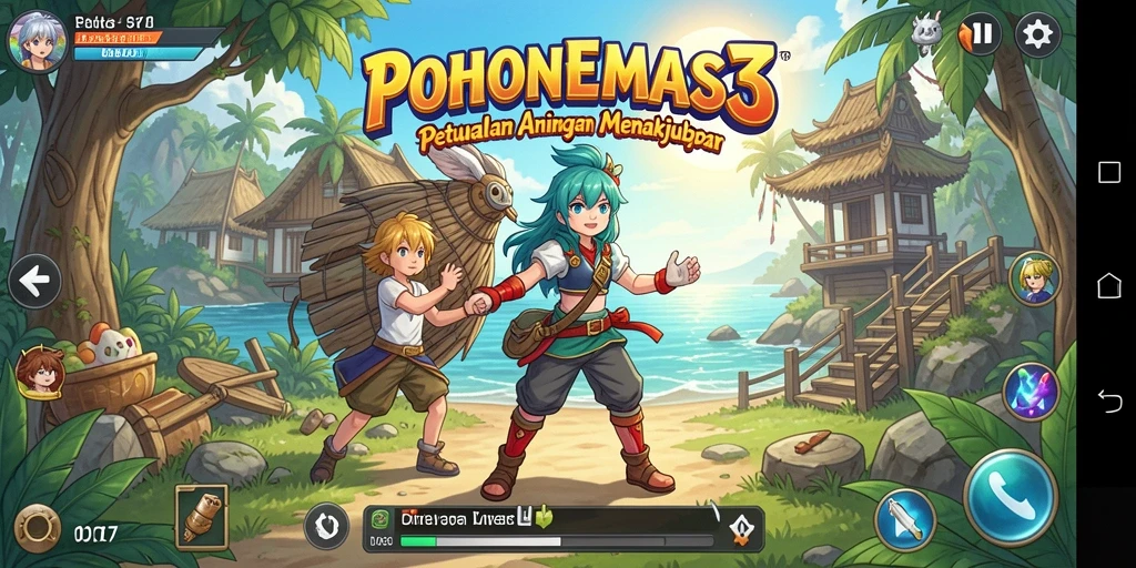 Tampilan gameplay menakjubkan dari POHONEMAS33 yang menggambarkan karakter Anime.