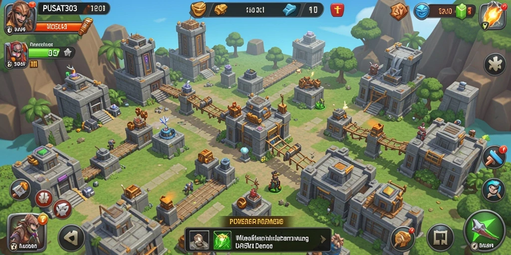 Gameplay menegangkan dan strategis dalam PUSAT303 Tower Defense.