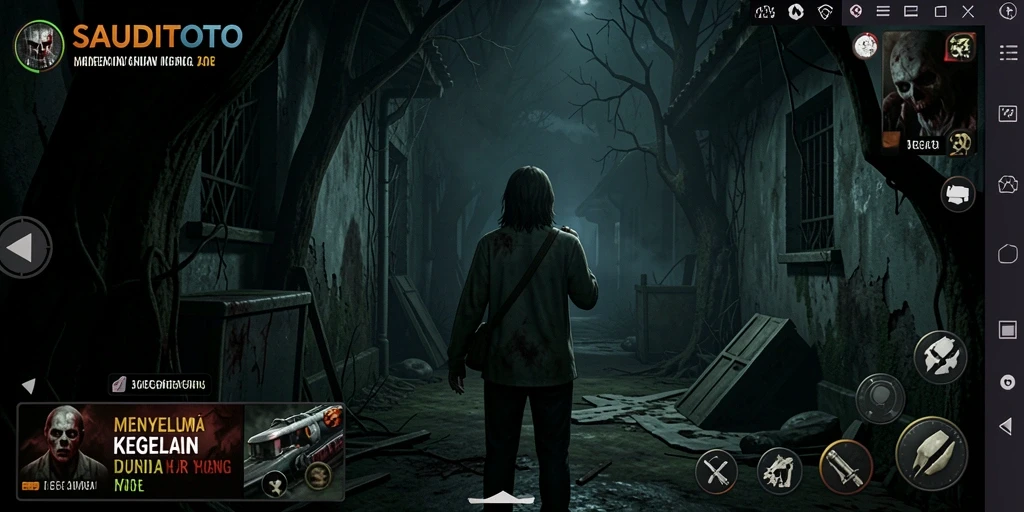 Gameplay SAUDITOTO menampilkan pengalaman horor yang menegangkan dan mendebarkan.