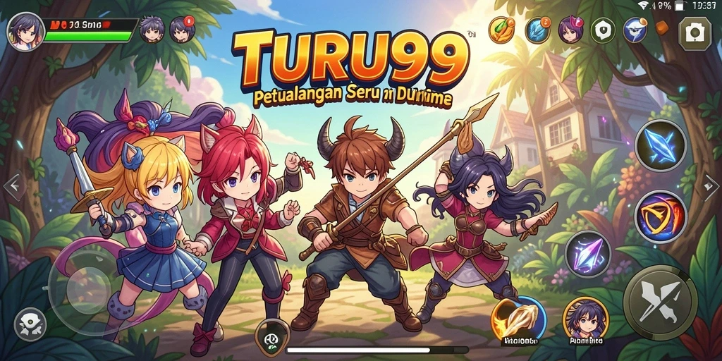 Screenshot gameplay TURU99 yang menampilkan karakter Anime beraksi.
