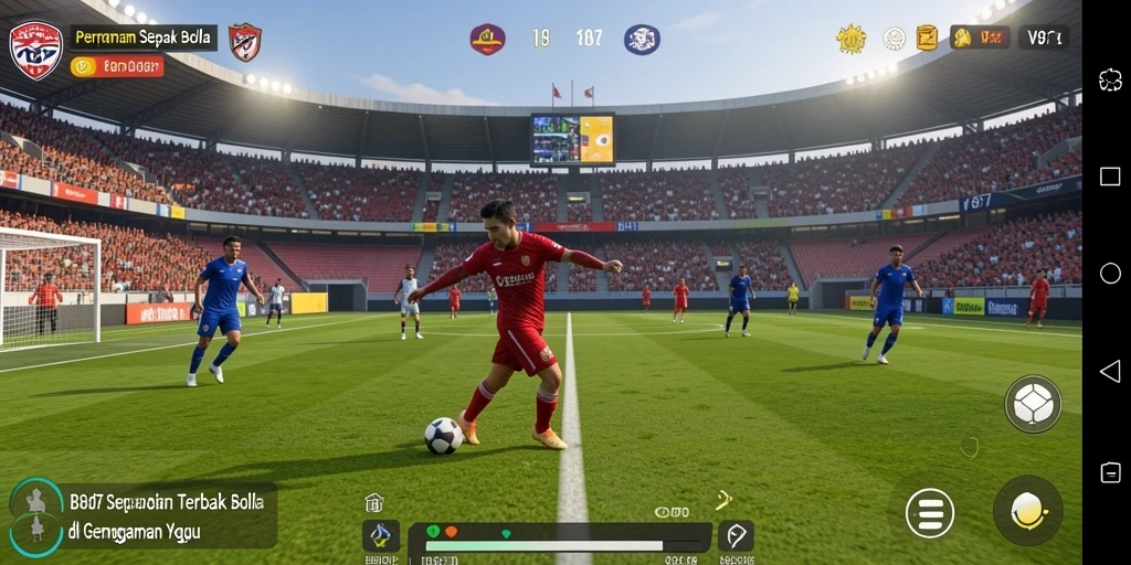 Tampilan gameplay <strong>V87</strong> yang menegangkan dalam pertandingan sepak bola.